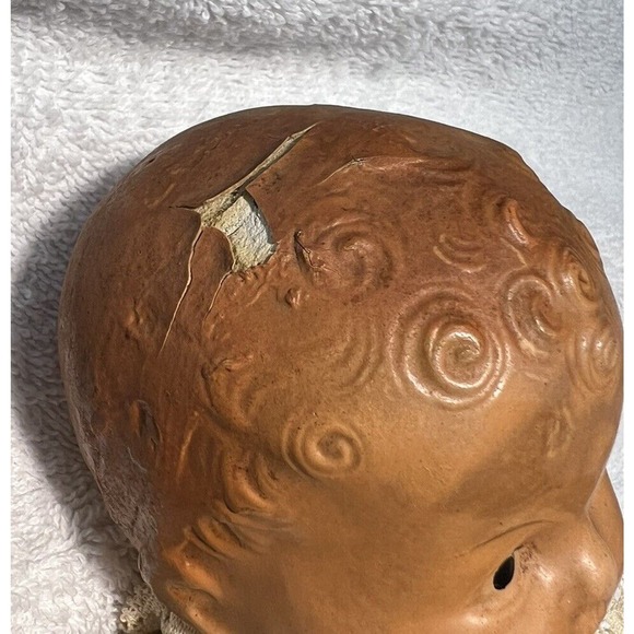 Antique 30s Composition RubberBand Doll 9" in size- original Dress -rareFragile - Picture 12 of 16
